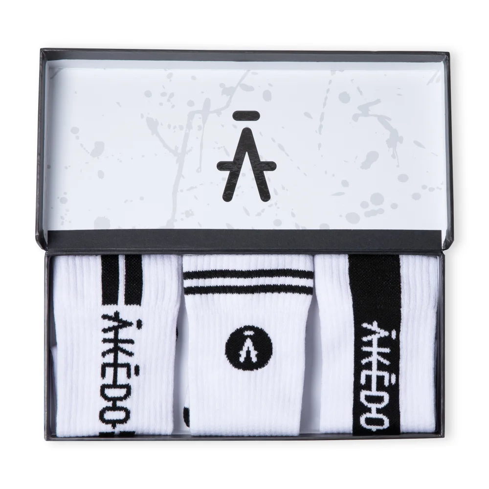 Akedo Footwear - Signature White Unisex Socks - 3 Pack Bild 1