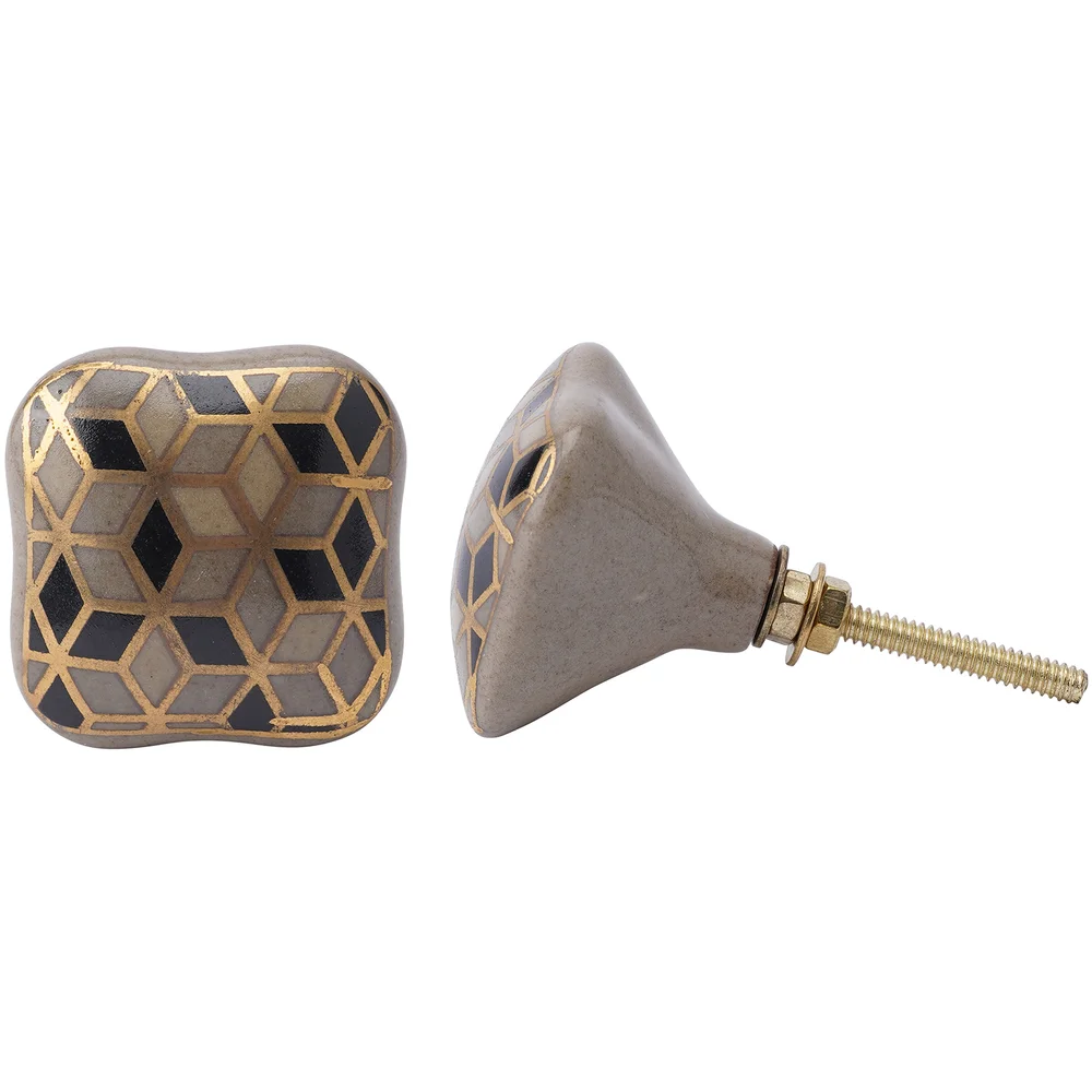 Black and Gold Ceramic Drawer Pull Bild 1