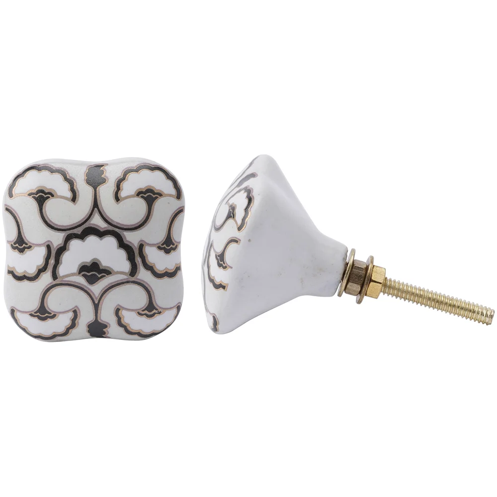 Black and Gold Swirl Ceramic Drawer Pull Bild 1