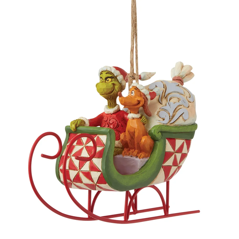 Der Grinch von Jim Shore Grinch & Max in Schlitten hängenden Ornament Bild 1