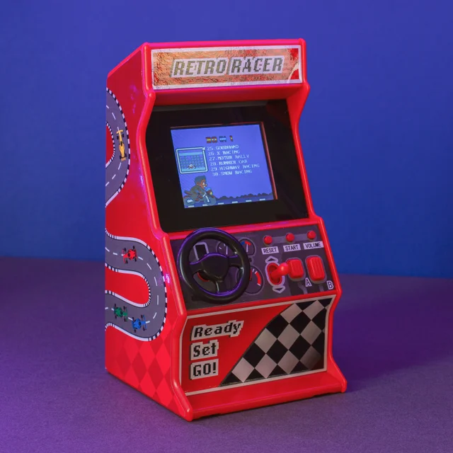 Retro Arcade Racing Game (Mini Steering Wheel, 30 Games)