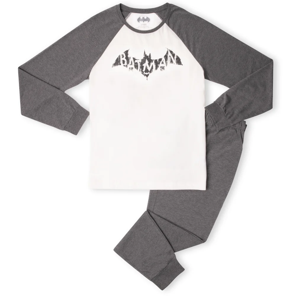 DC Batman Distressed Emblem Men's Pyjama Set - White/Grey - S Bild 1