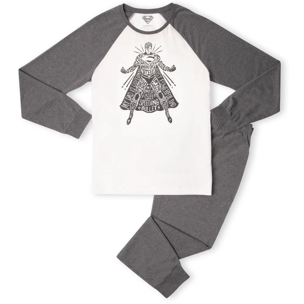 DC Superman Man Of Steel Men's Pyjama Set - White/Grey - XS Bild 1