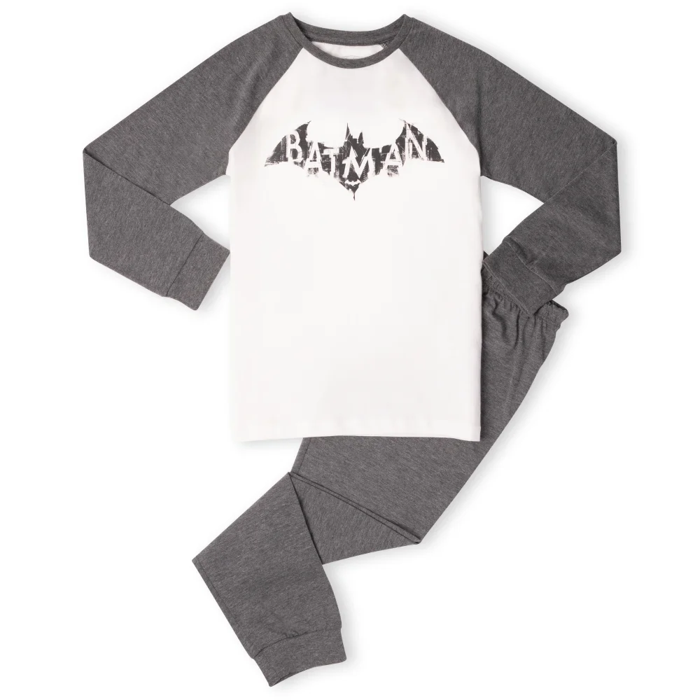 DC Batman Distressed Emblem Kids' Pyjamas - White/Grey - 3-4 Jahre Bild 1