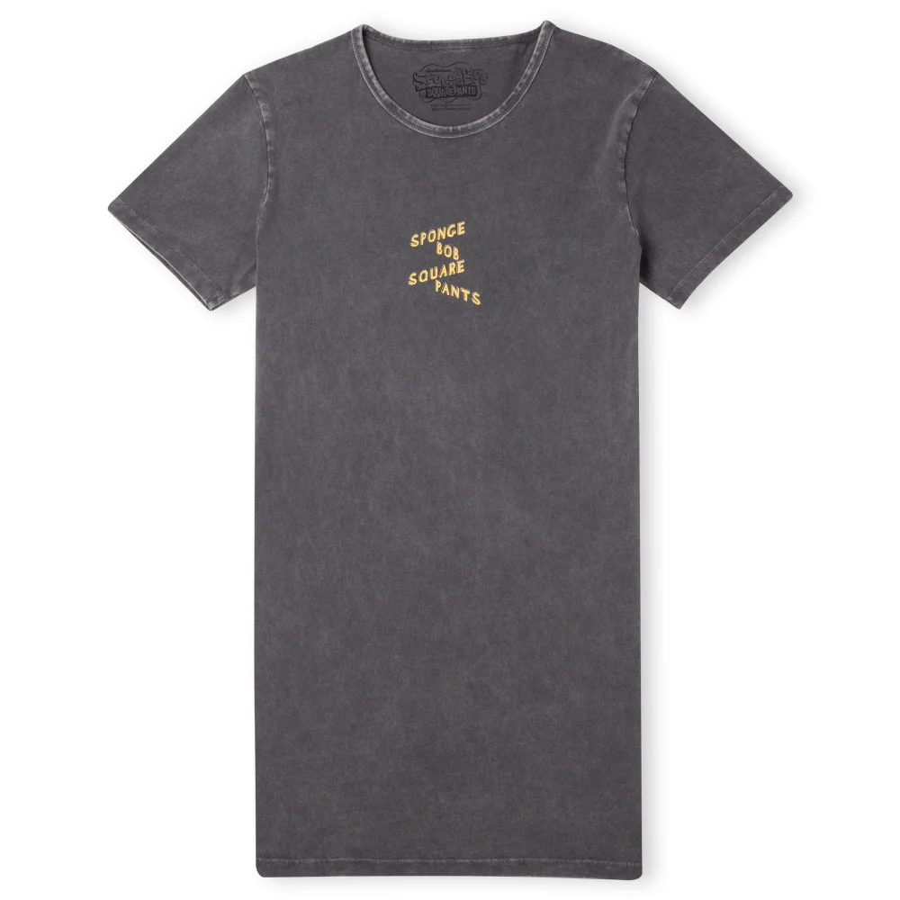 Spongebob Squarepants Cascading Type Women's T-Shirt Dress - Black Acid Wash - M Bild 1