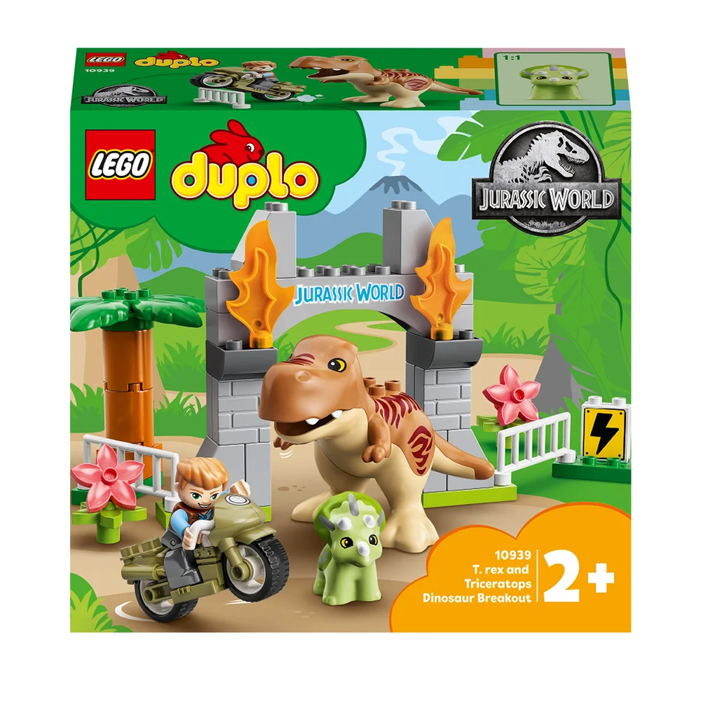 LEGO DUPLO T. rex und Triceratops Dinosaurier Breakout Spielzeug für Kleinkinder (10939) Bild 1