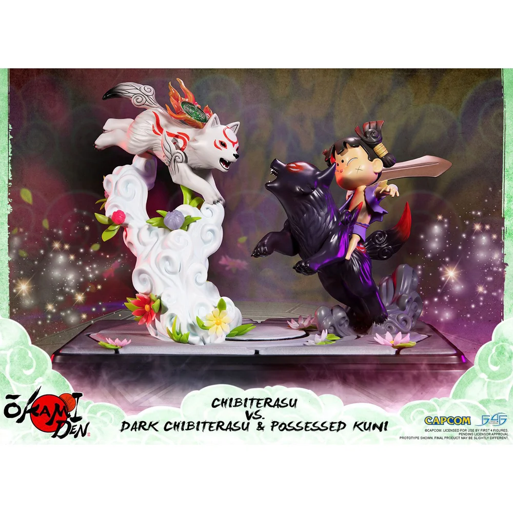 Erste 4 Figuren - Okamiden Chibiterasu VS Dark Chibiterasu & Possessed Kuni Harzfigur Bild 1
