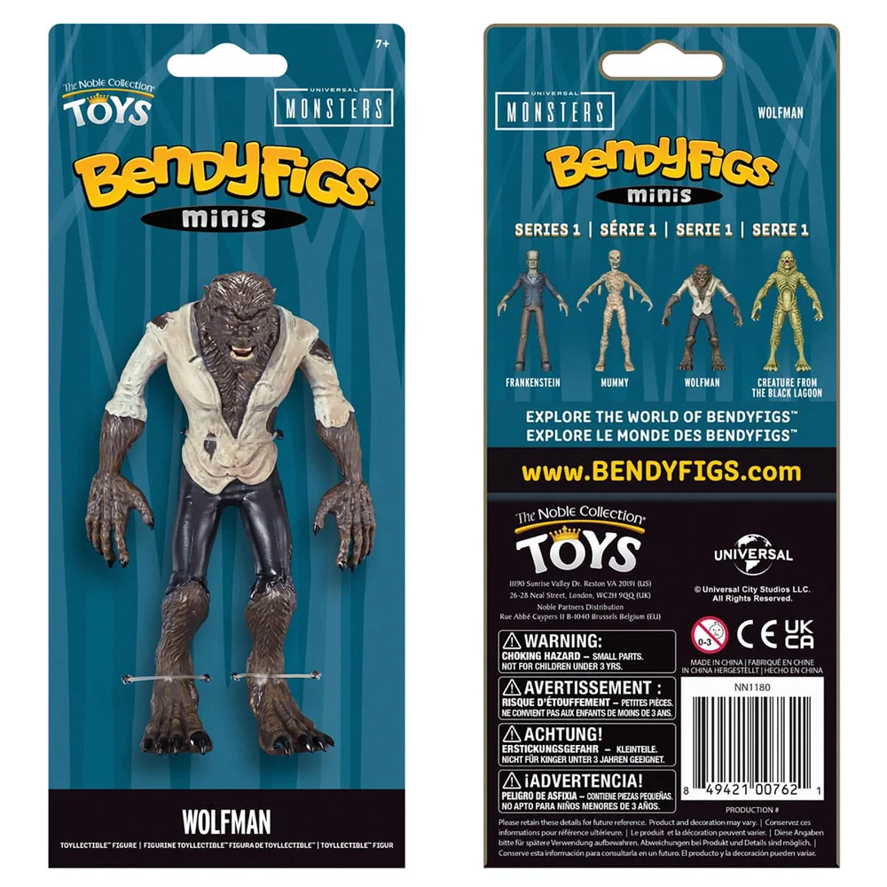 Noble Sammlung Universal Monsters Wolfman Mini Bendyfig 5,5 Zoll Bild 1