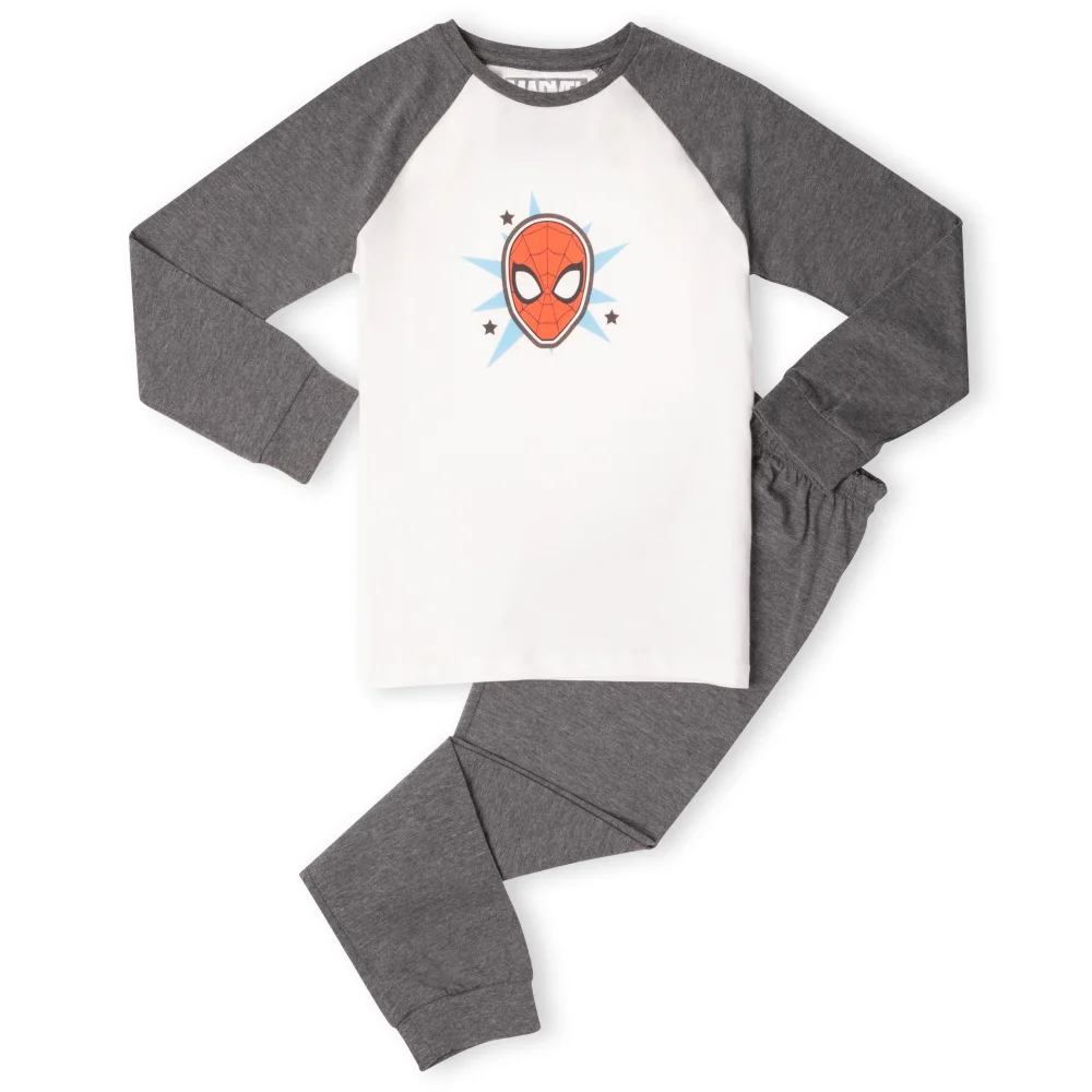 Marvel Spider-Man Face Kids' Pyjamas - White/Grey - 3-4 Jahre Bild 1