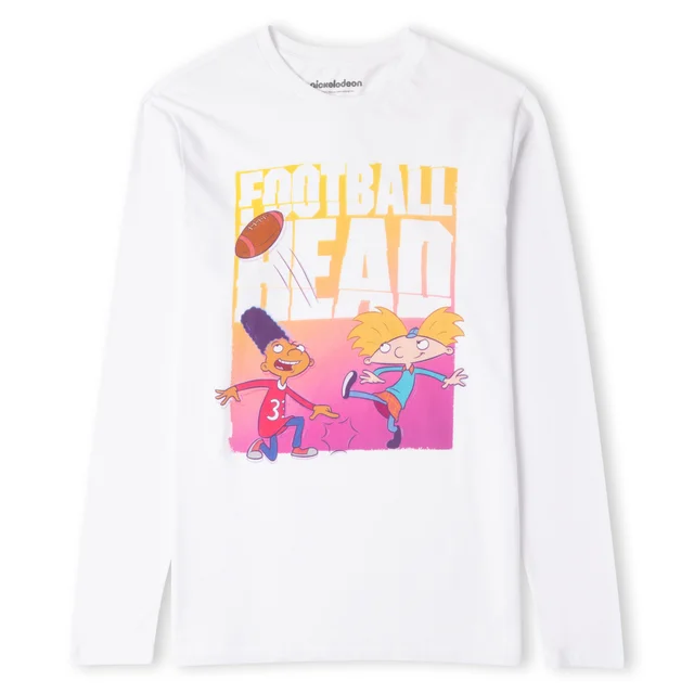 Nickelodeon Hey Arnold Football Head Men's Long Sleeve T-Shirt - White