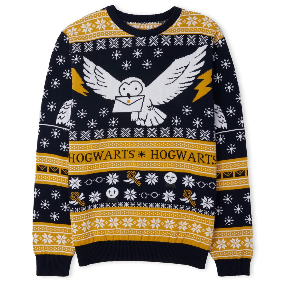 Harry Potter Owl Mail Christmas Knitted Jumper Navy - XS Bild 1