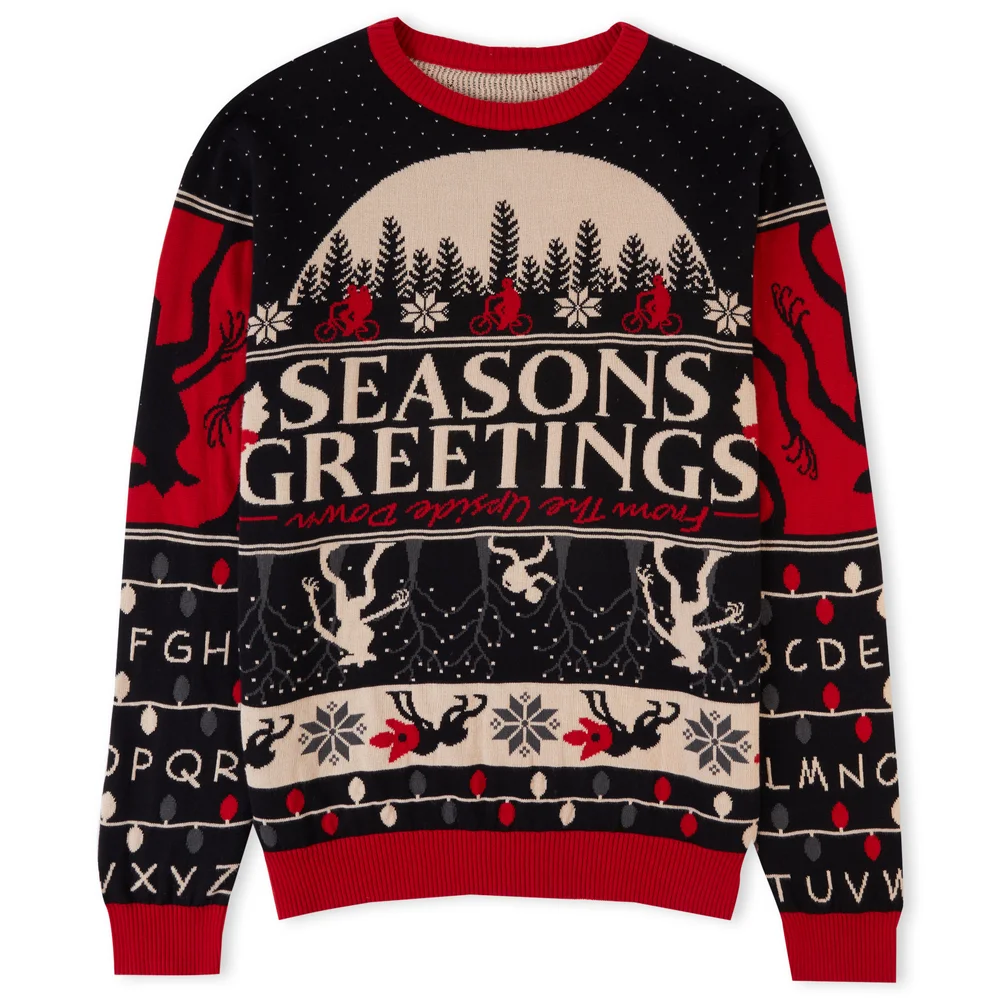Stranger Things Seasons Greeting Christmas Knitted Jumper Black - XS Bild 1