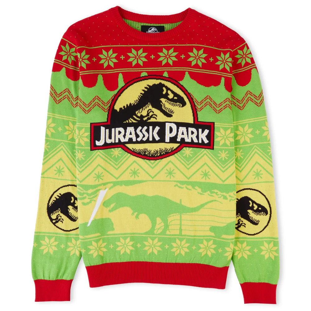Jurassic Park Turn the Light Off Christmas Knitted Jumper Yellow - XL Bild 1