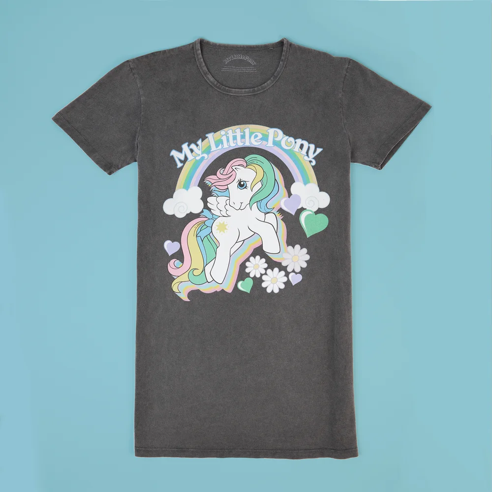 My Little Pony Starshine Rainbow Women's T-Shirt Dress - Black Acid Wash - M - Black Acid Wash Bild 1