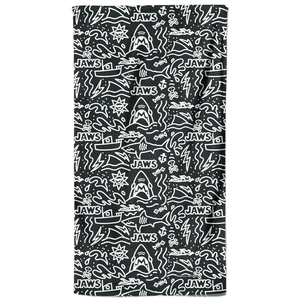 Jaws Doodle Pattern Beach Towel Bild 1