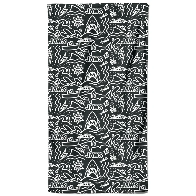 Jaws Doodle Pattern Beach Towel