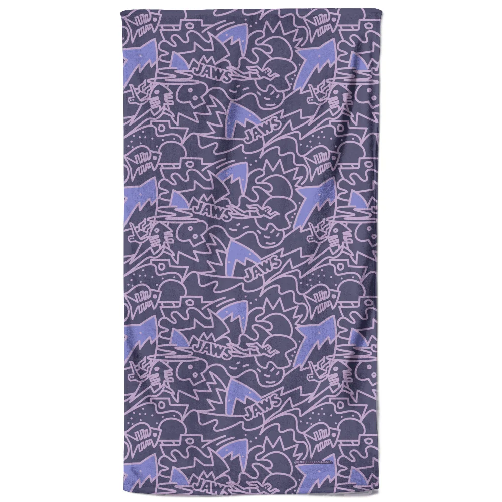 Jaws Purple Doodle Pattern Beach Towel Bild 1