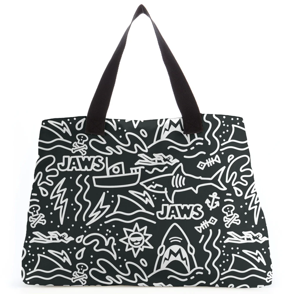 Jaws Black Doodle Tote Bag Bild 1