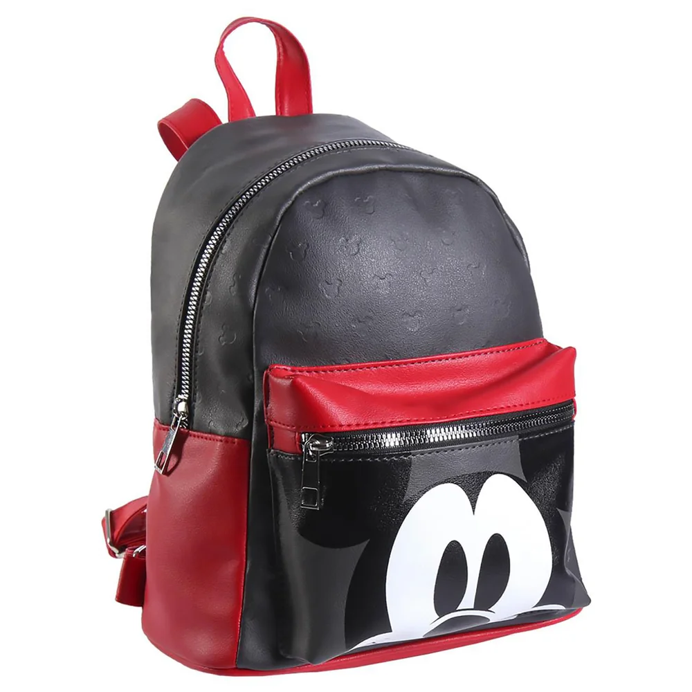Disney Mickey Mouse Black And Red Faux-Leather Backpack Bild 1