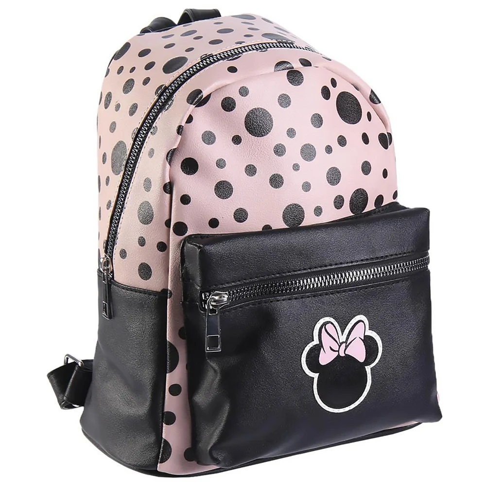 Disney Minnie Mouse Black And Pink Faux-Leather Backpack Bild 1