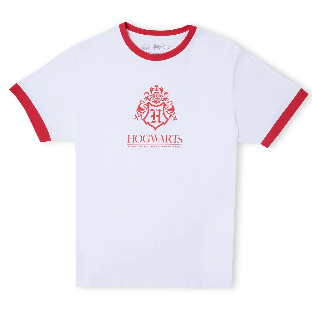 Harry Potter Hogwarts School Unisex Ringer T-Shirt - White / Red - S Bild 1