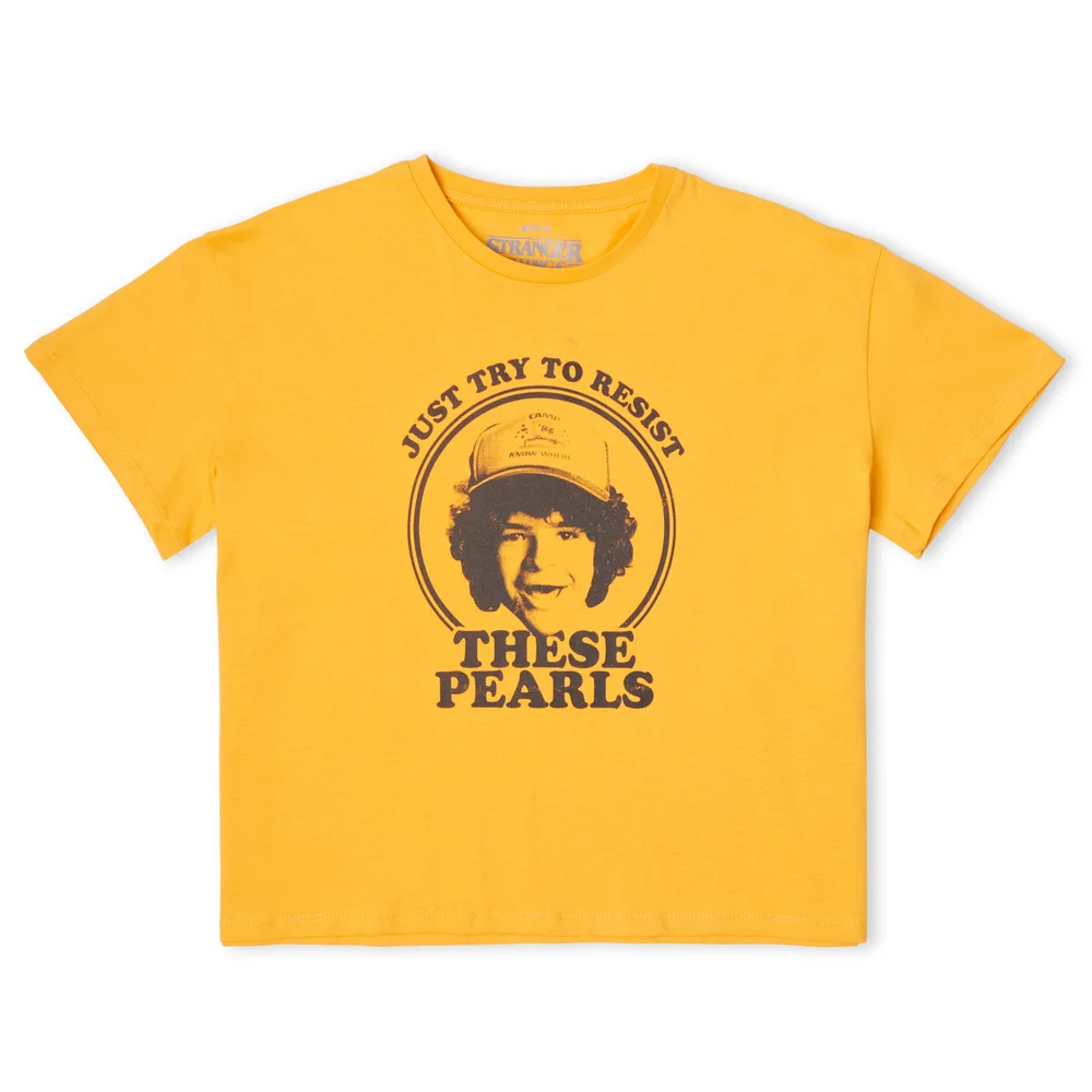 Stranger Things Dustin's Pearls Women's Cropped T-Shirt - Mustard - XS Bild 1