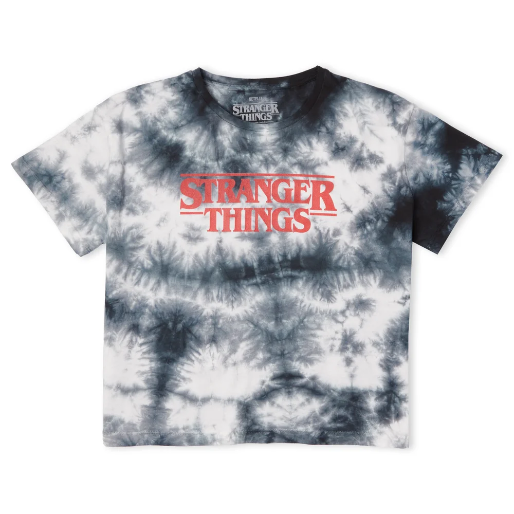 Stranger Things Logo Women's Cropped T-Shirt - Black Tie Dye - S Bild 1