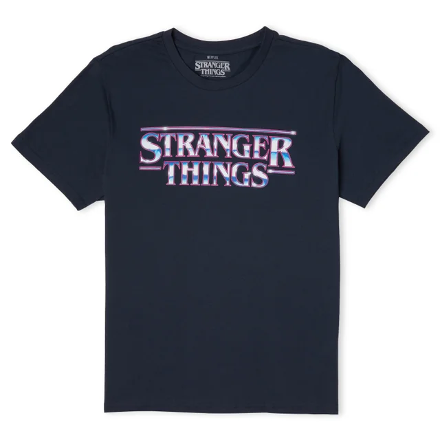 Stranger Things Chrome Logo Men's T-Shirt - Navy