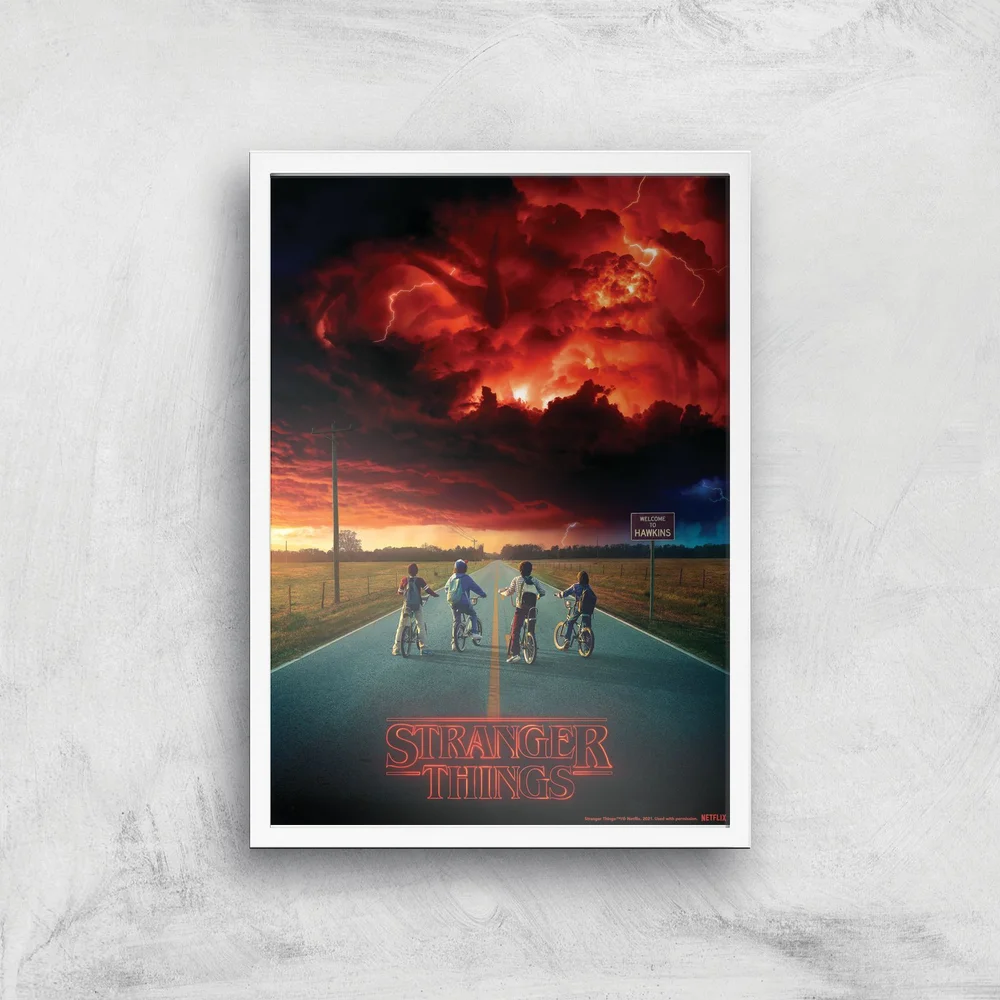 Stranger Things Welcome To Hawkins Giclee Art Print - A2 - White Frame Bild 1