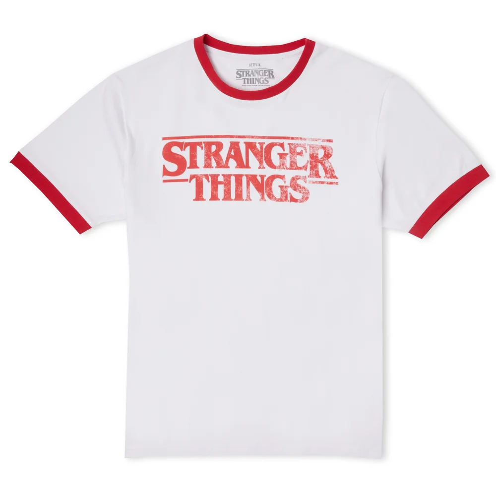 Stranger Things Vintage Logo Unisex Ringer T-Shirt - White/Red - S Bild 1