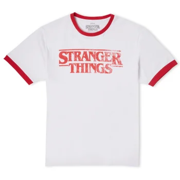 Stranger Things Vintage Logo Unisex Ringer T-Shirt - White/Red