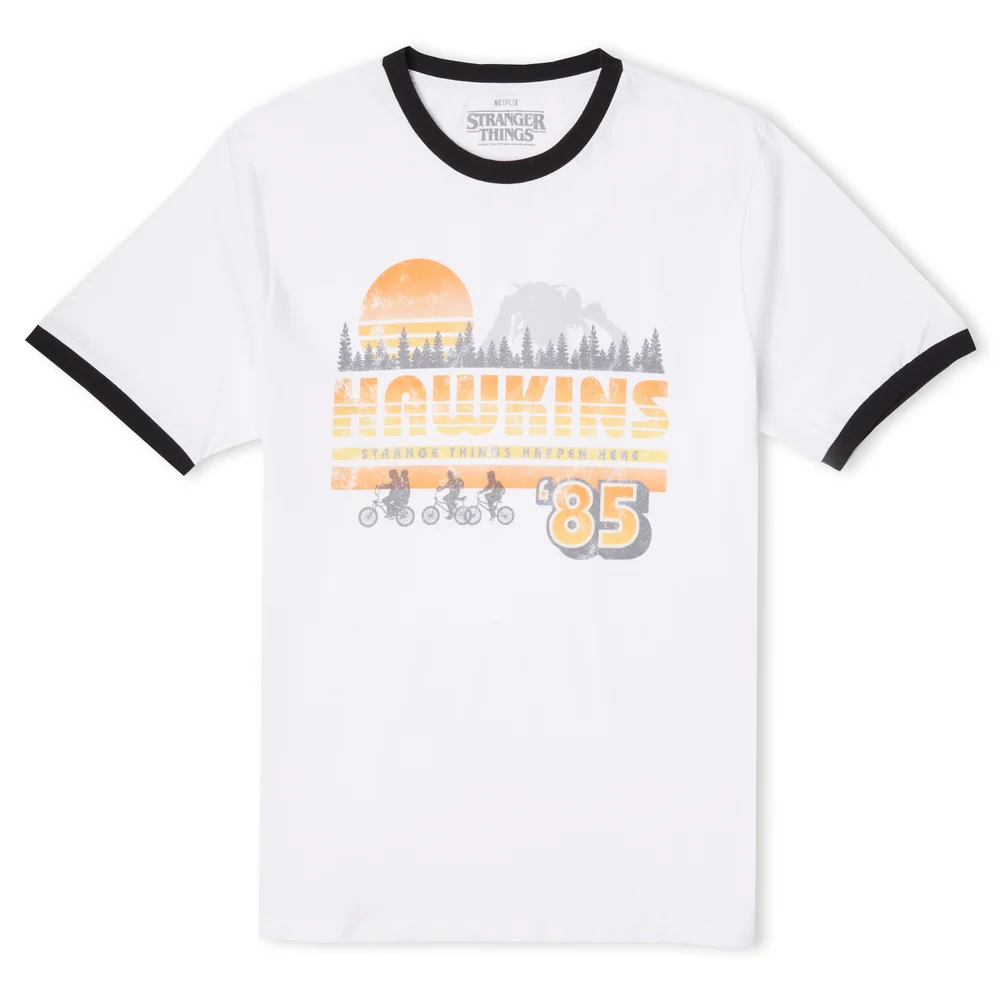 Stranger Things Hawkins '85 Unisex Ringer T-Shirt - White/Black - L Bild 1