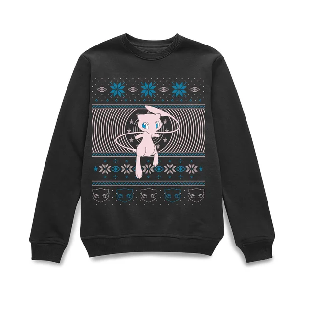 Pokémon All I Want For Christmas Is Mew Unisex Weihnachtspullover – Schwarz