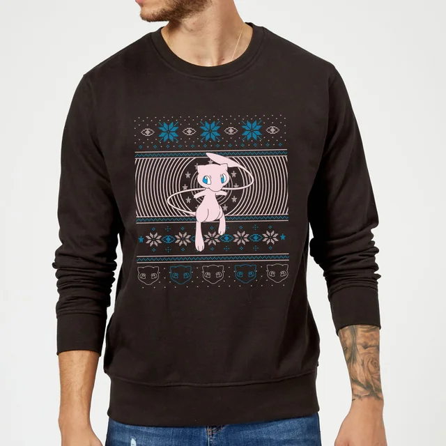 Pokémon All I Want For Christmas Is Mew Unisex Weihnachtspullover – Schwarz