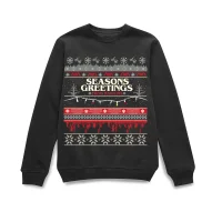Stranger Things Hawkins Christmas Unisex Weihnachtspullover – Schwarz