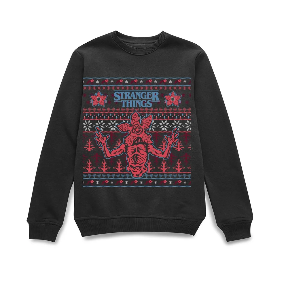 Stranger Things Christmas Deomogorgon Unisex Weihnachtspullover – Schwarz - S Bild 1