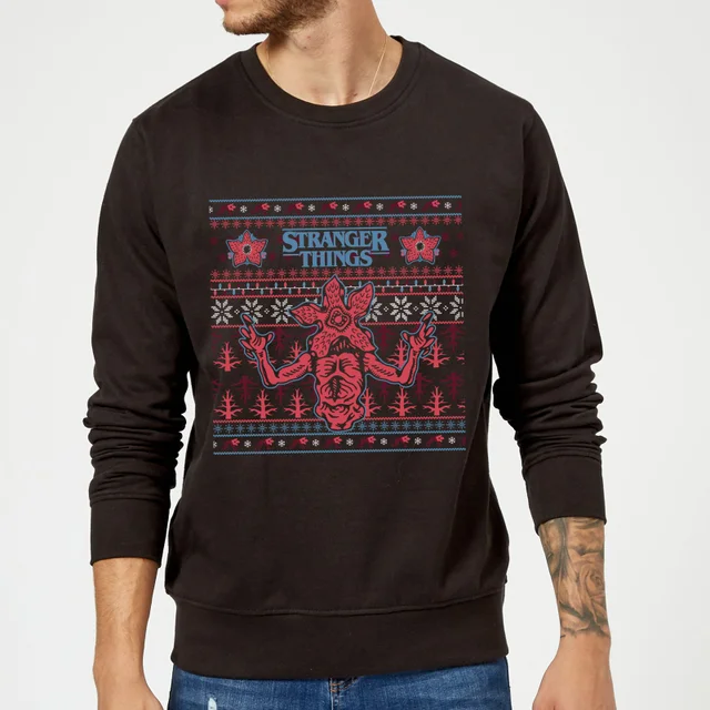 Stranger Things Christmas Deomogorgon Unisex Weihnachtspullover – Schwarz