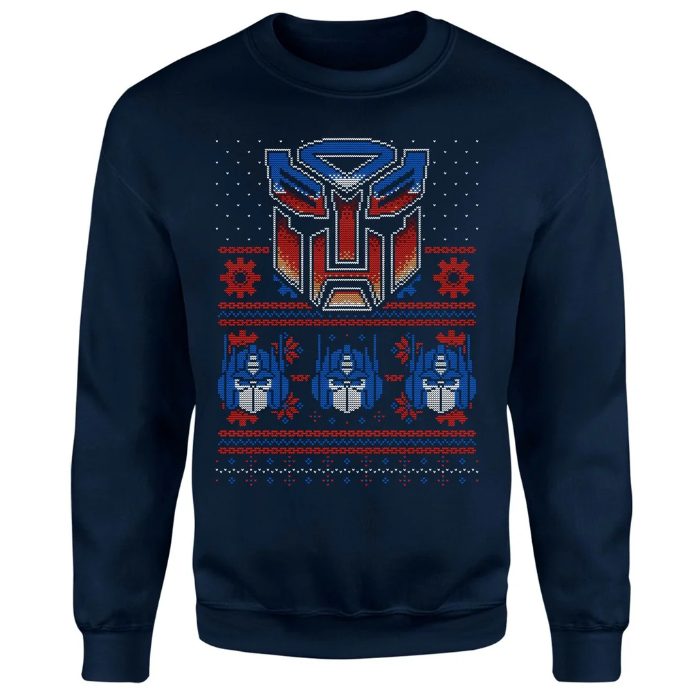 Transformers Christmas Autobots Classic Ugly Knit Unisex Weihnachtspullover – Navy - S Bild 1
