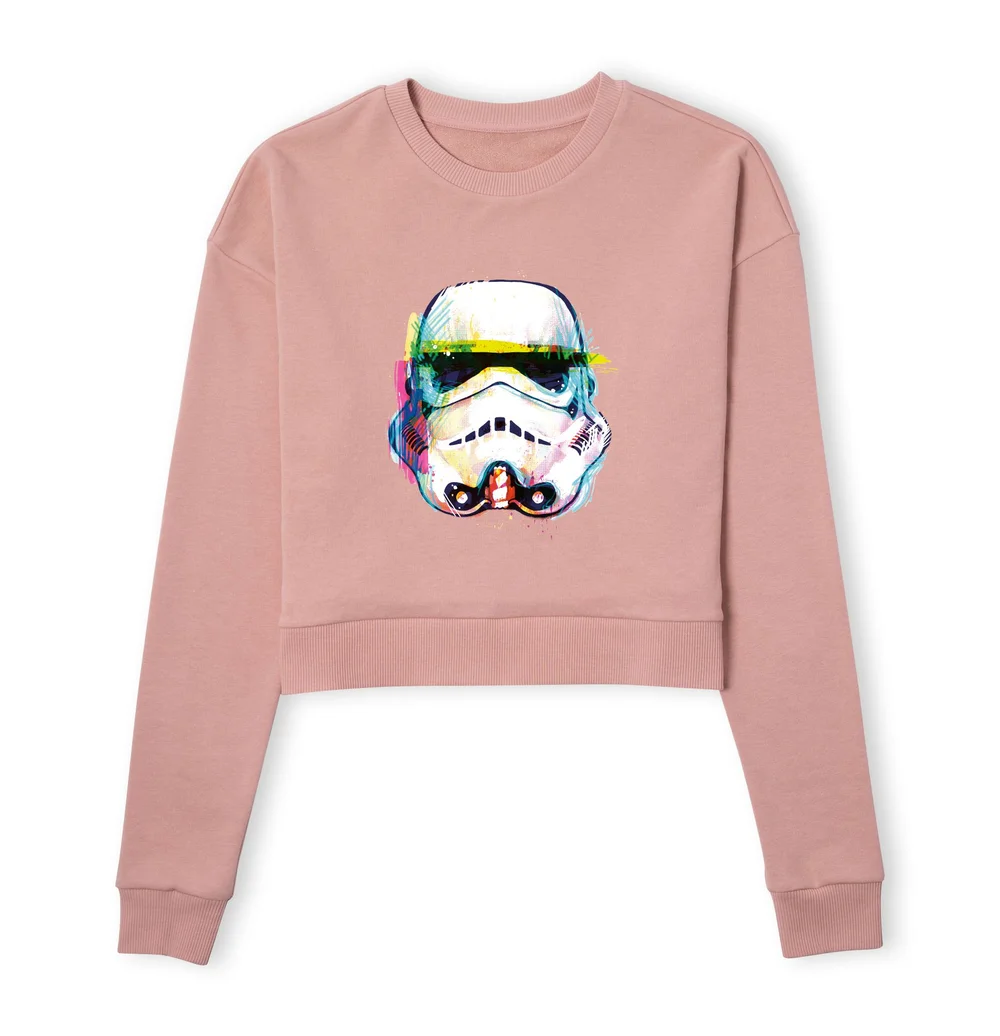 Star Wars Stormtrooper Paintbrush Women's Cropped Sweatshirt - Dusty Pink - XS Bild 1