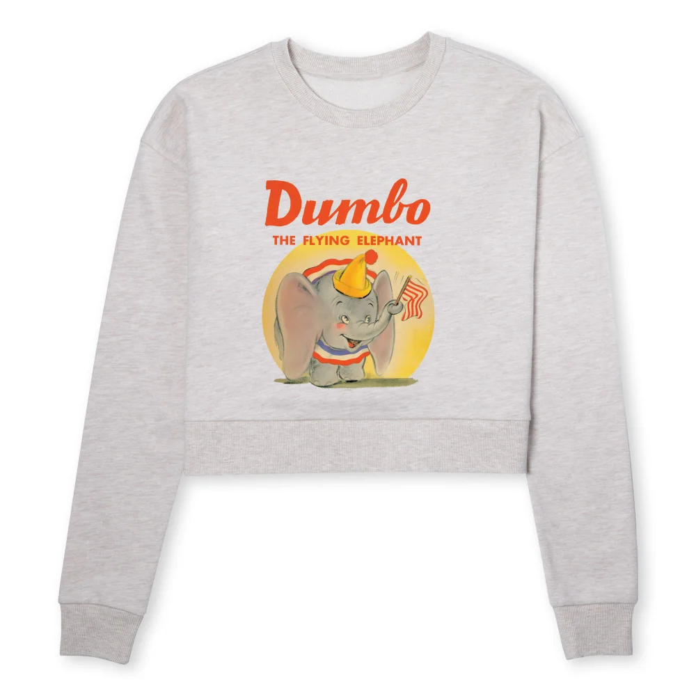 Dumbo Flying Elephant Women's Cropped Sweatshirt - Ecru Marl - L Bild 1