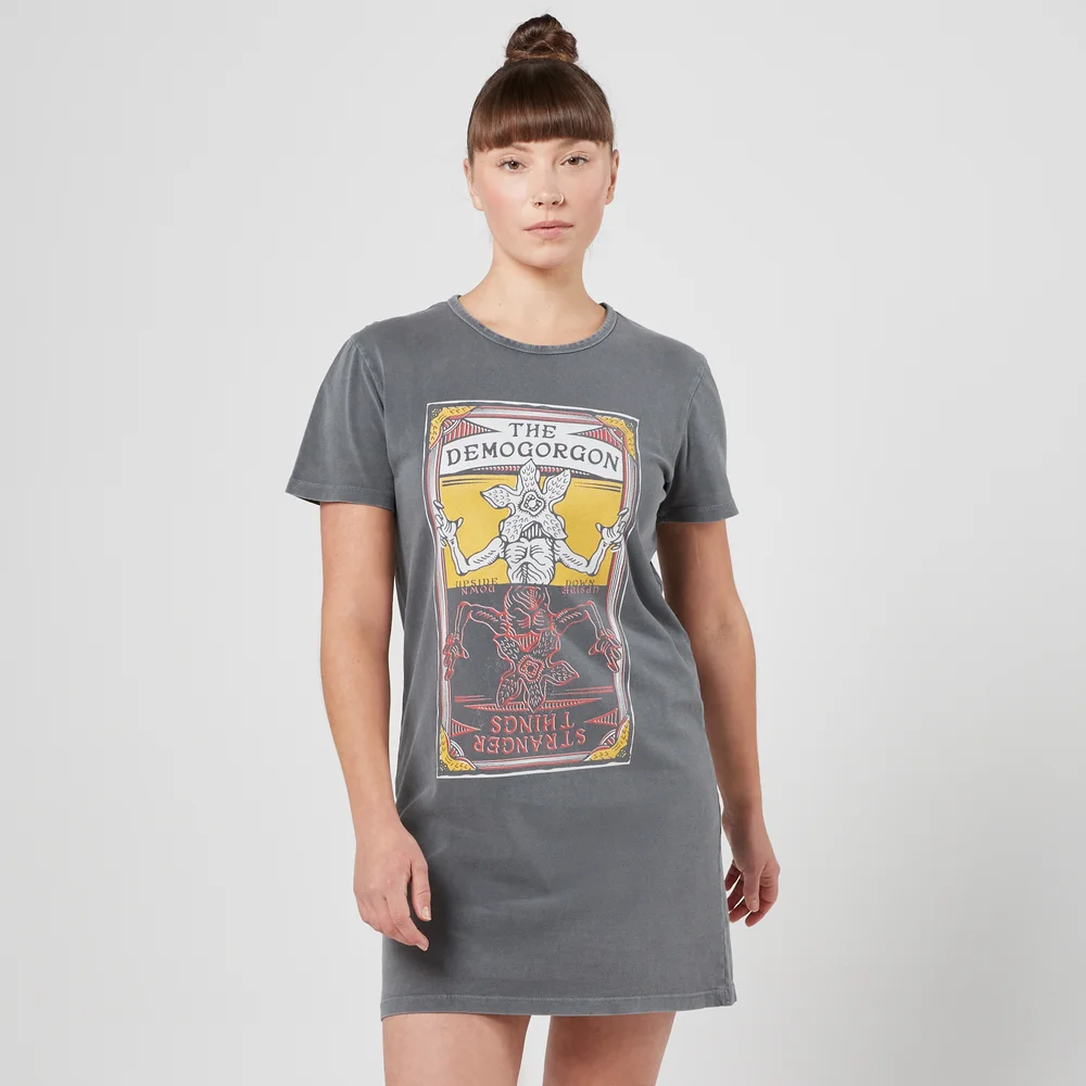 Stranger Things Demogorgon Tarot Card Frauen T-Shirt Dress - Schwarz Acid Wash - M Bild 1