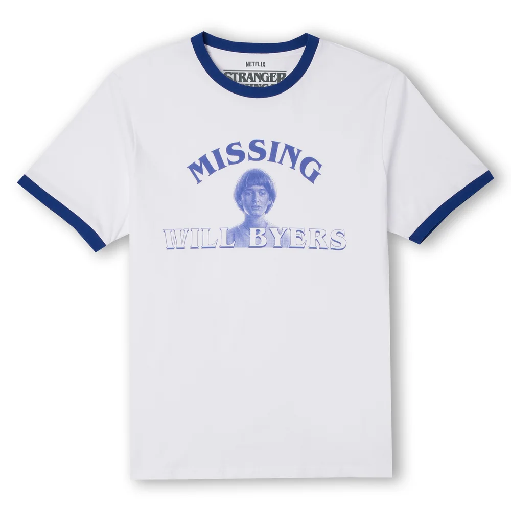 Stranger Things Will Byers' Search Party Unisex Ringer T-Shirt - White / Blue - S Bild 1