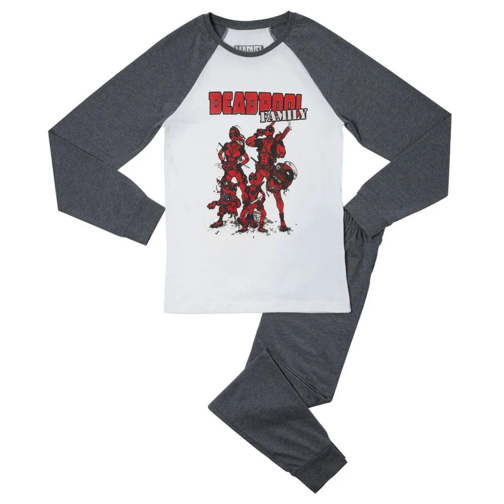Marvel Deadpool Family Men's Pyjama Set - Grey White - S Bild 1