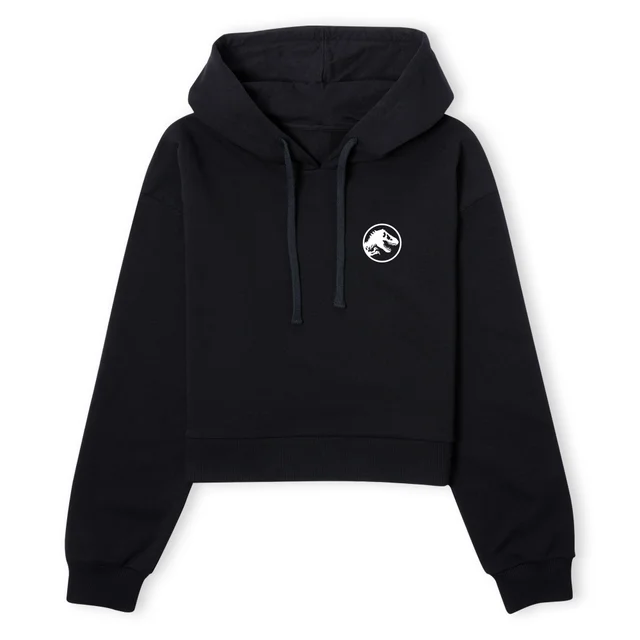 Jurassic Park Evergreen Ranger Logo Women's Cropped Hoodie - Black