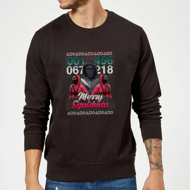 Squid Game Merry Squidmas Unisex Weihnachtspullover – Schwarz