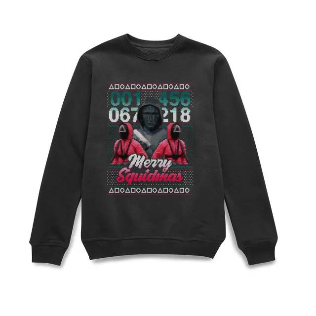 Squid Game Merry Squidmas Unisex Weihnachtspullover – Schwarz