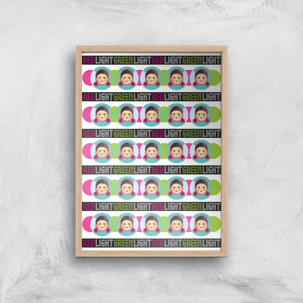 Squid Game Red Light Green Light Giclee Art Print - A4 - Wooden Frame Bild 1