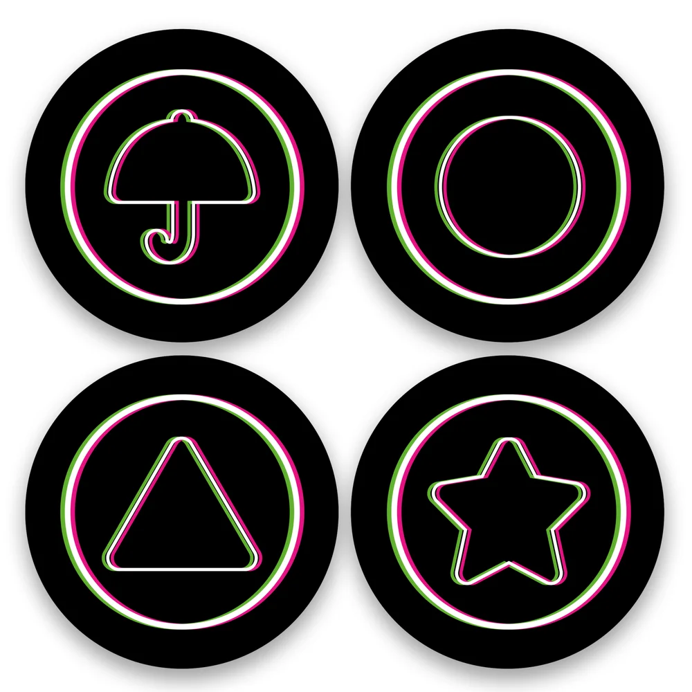 Squid Game Honeycomb Glitch Round Coaster Set Bild 1