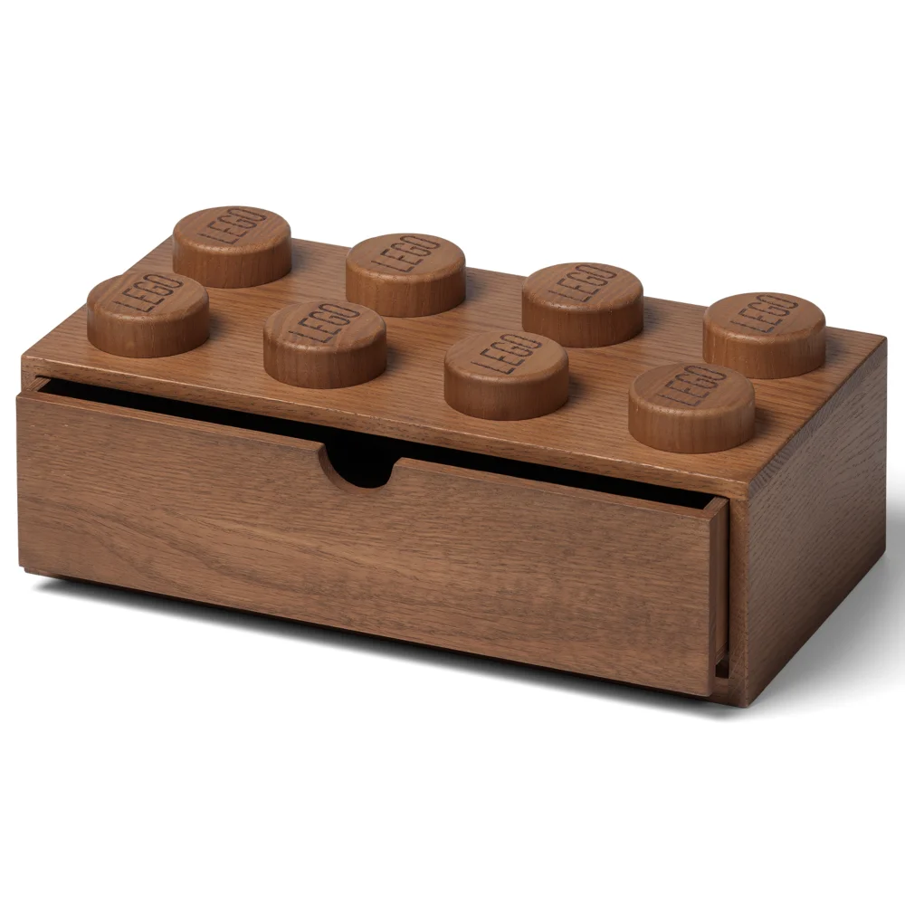 LEGO Storage 2x4 Wooden Desk Drawer (Hand Made From Red Oak) - Dark Stained Bild 1