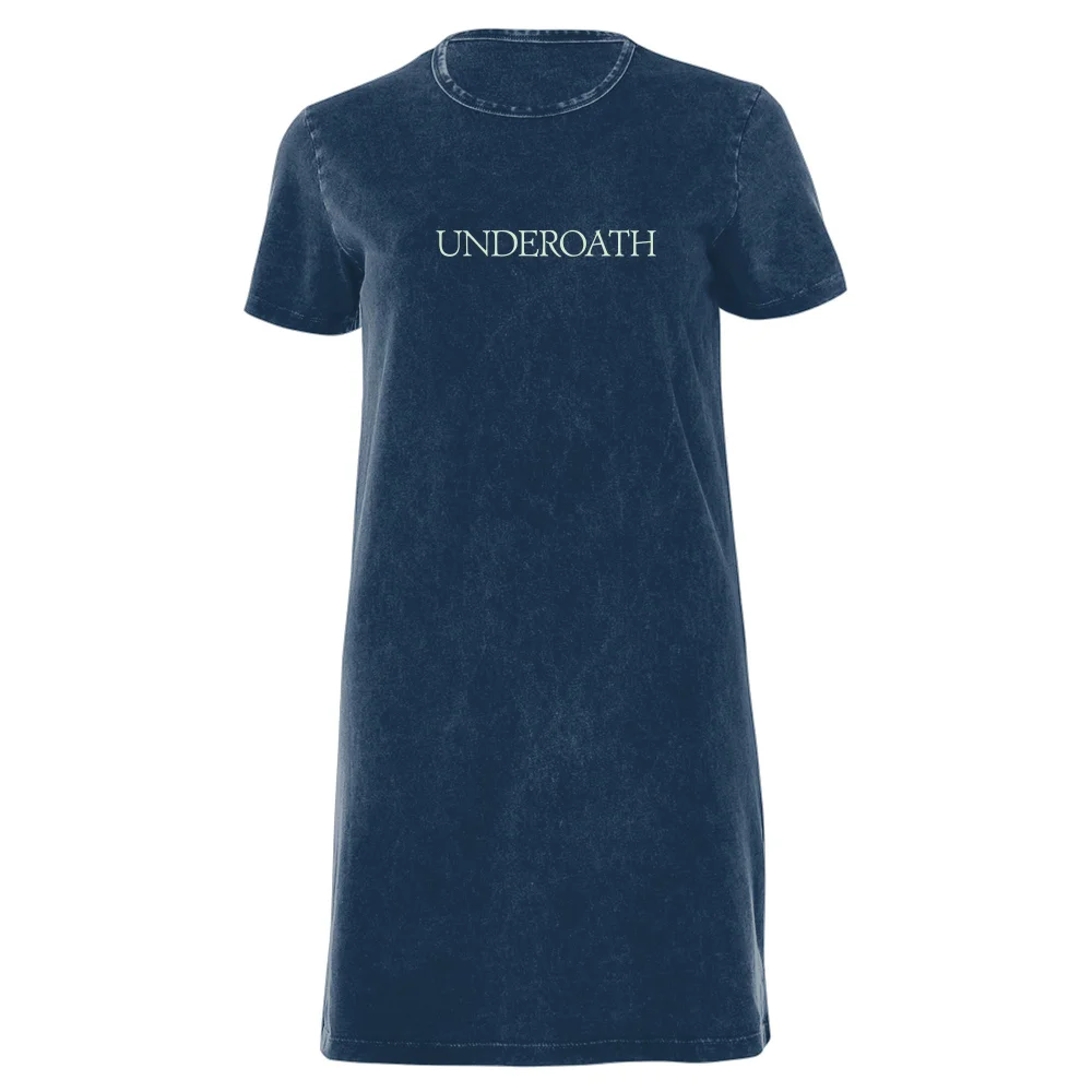 Underoath Title Lock Women's T-Shirt Dress - Navy Acid Wash - XXL - Navy Acid Wash Bild 1